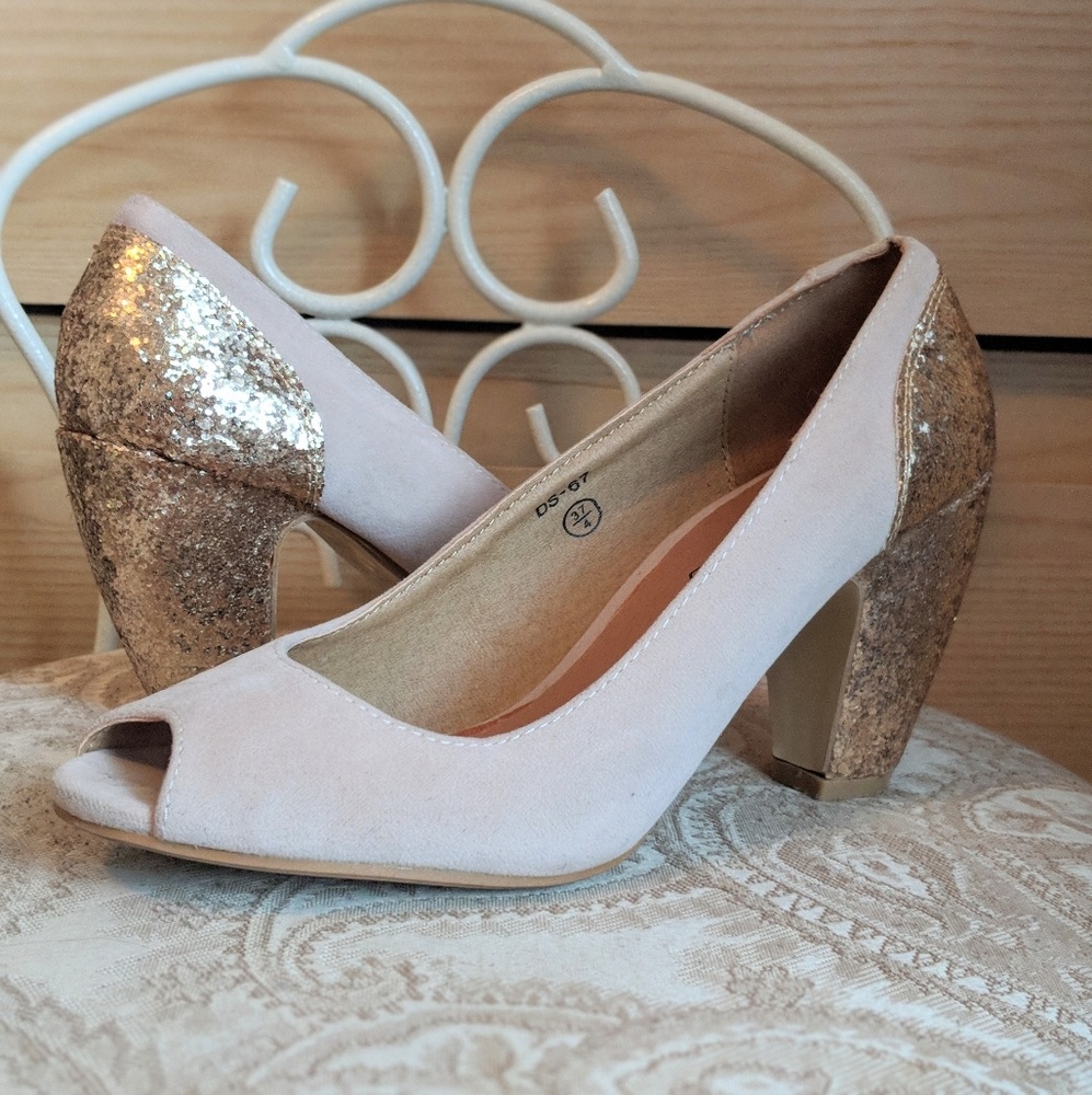 Blush Pink Peep Toe Heel